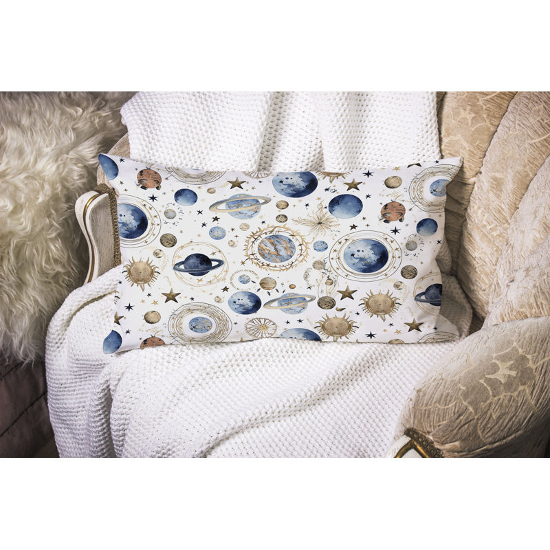 Space Fusion  Rectangular Throw Pillow, Blue/Yellow