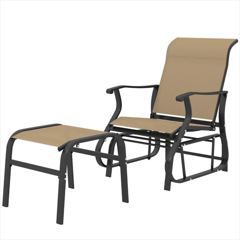 Chaise de patio en acier avec repose-pieds à finition neutre 32 pouces de profondeur Smooth