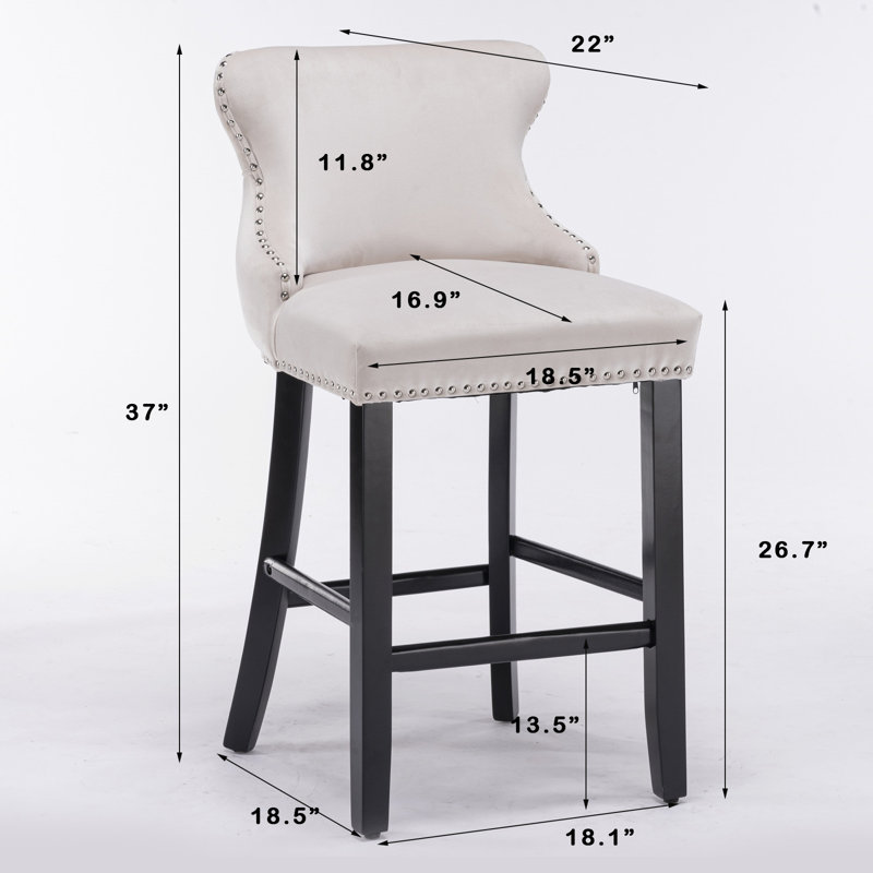 Tabourets de bar en velours, Blanc
