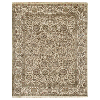 Tapis chameau et ivoire noué à la main de haute qualité