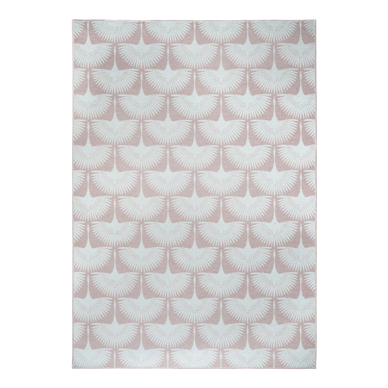 Tapis rose lavable Flock Petal, Rectangle 5 pi x 7 pi