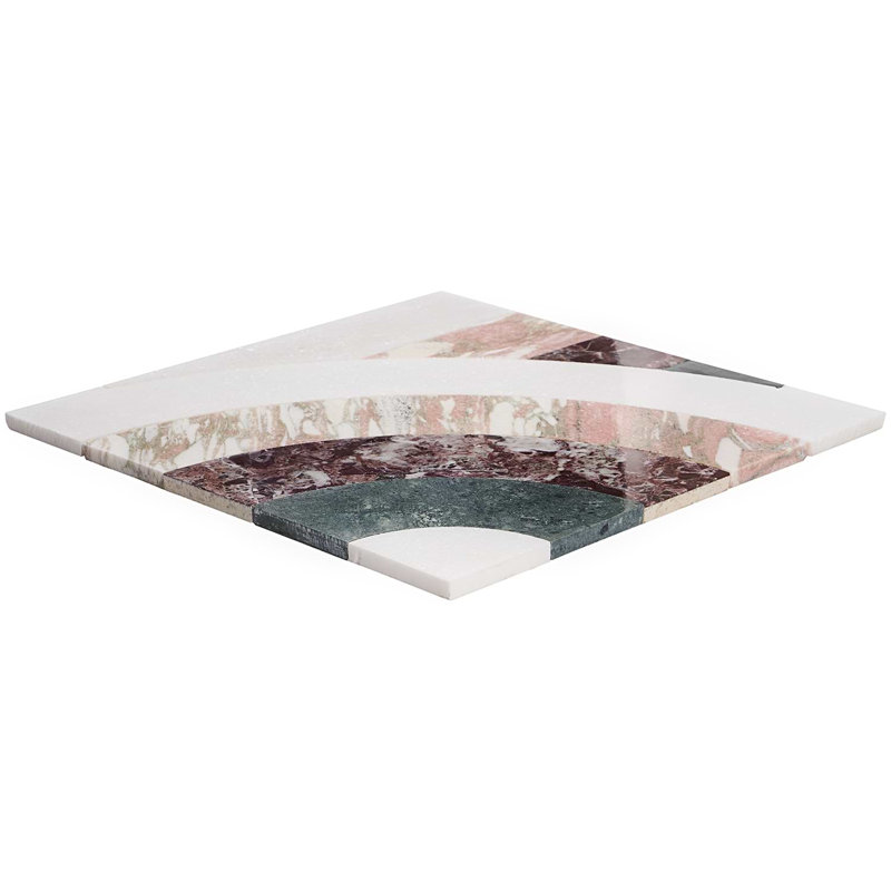 Arc 12X12 Polished Marble Mosaic, Vertical Passion
