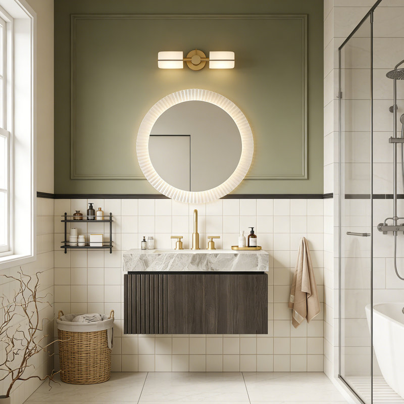 Meuble-lavabo flottant avec espace de rangement multifonctionnel et 3 trous de robinet pré-percés, 30", Espresso