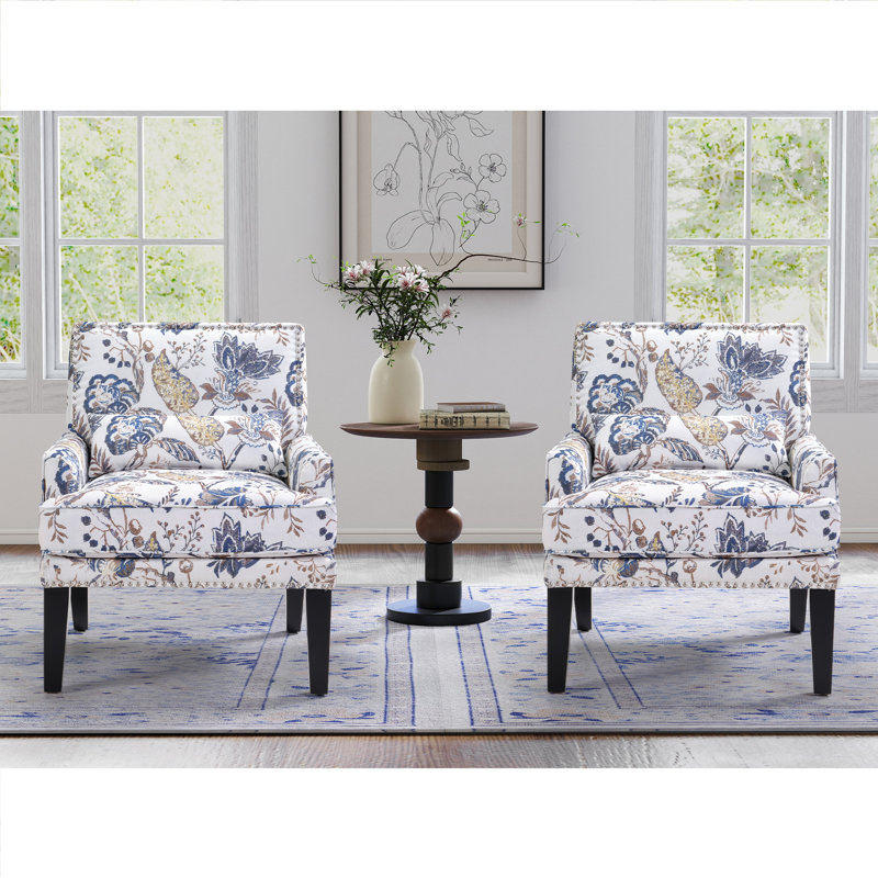 Fauteuil Christie, Motif floral bleu