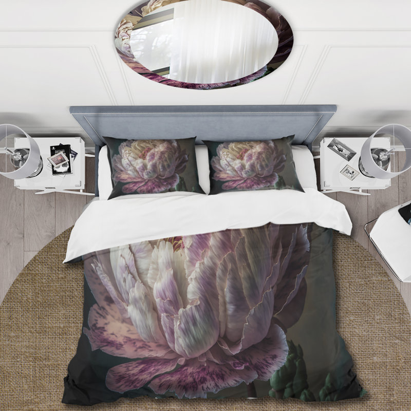 Ensemble de housse de couette en microfibre / polyester Blossoming, Housse de couette pour grand lit et 2 taies décor