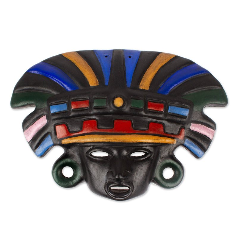 Novica Aztec Warrior Ceramic Mask