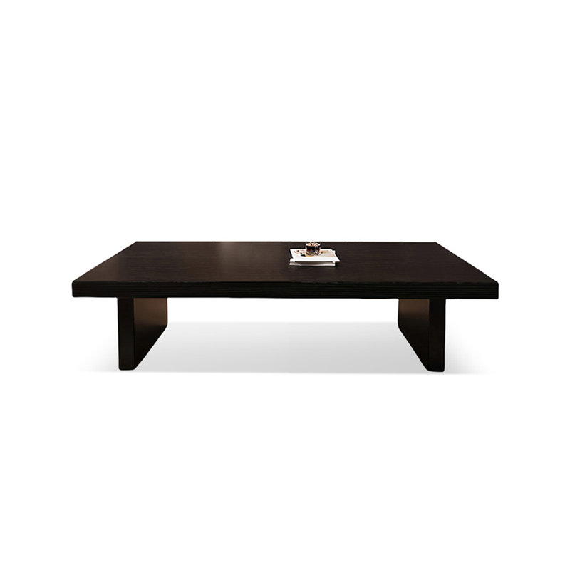 Black Solid Wood Rectangular Coffee Table, 12.99" H x 39.37" L x 23.62" W
