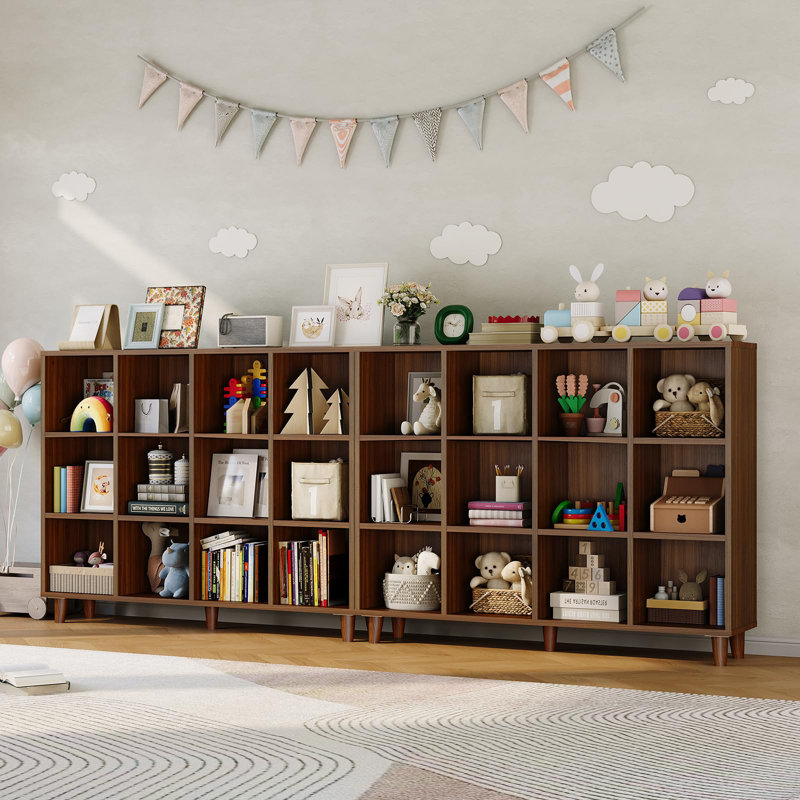 12-Cube Bookcase, 3-Tier Open Wood Bookshelf Storage Organizer for Living Room Bedroom Office, 12 Cube