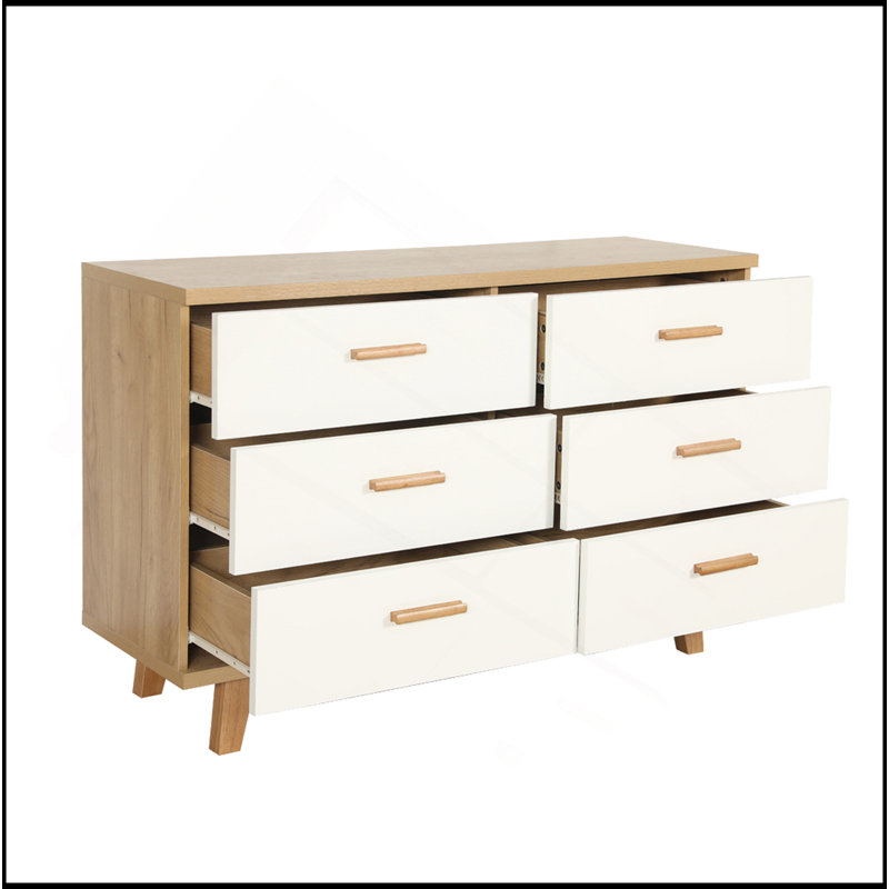 Commode à tiroirs, armoire de bar, armoire de rangement Buffet Buffet, console de service de table Tablestorge Cabinets, pieds en bois massif avec poignée en bois massif pour la salle à manger