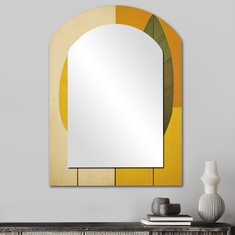 Harmony in Honey Folage II - miroir unique asymétrique à feuilles, 34 po x 25 po