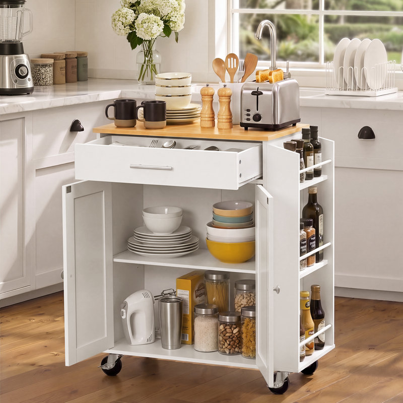 79.5 cm W Kitchen Island with, White