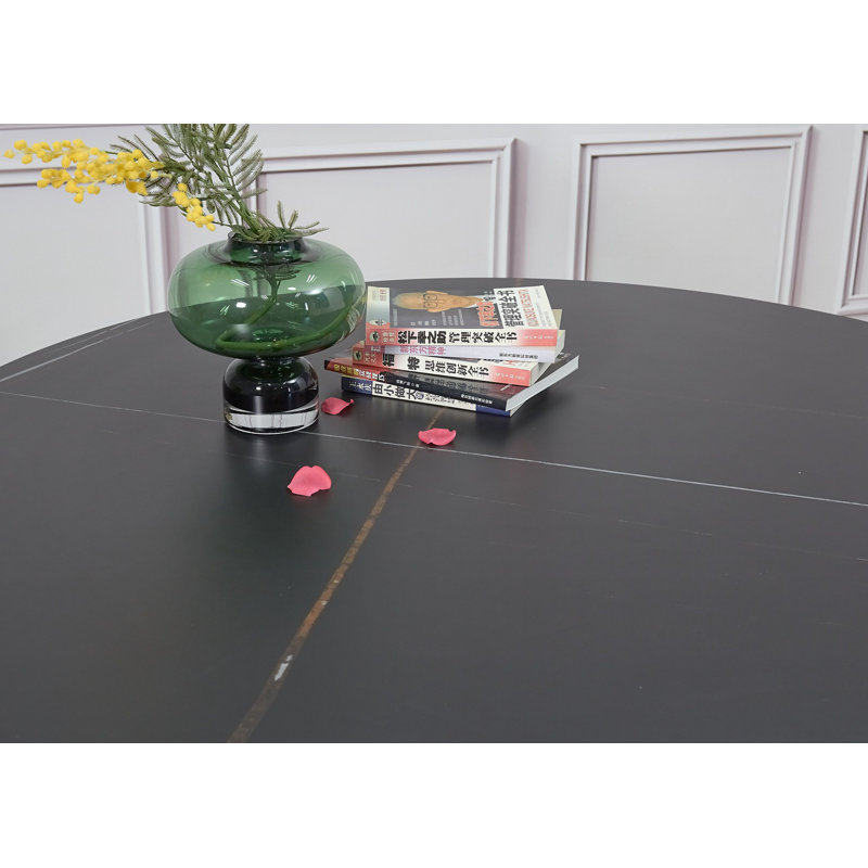 Aro Round Stone Top Metal Base Dining Table