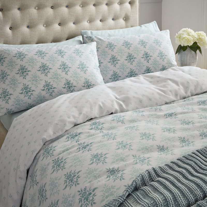SOPHIE Brushed Cotton Duvet Cover Set, Single Duvet Cover + 1 Pillowcase, Teal