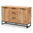 Reid Modern and Contemporary Industrial Wood and Metal 3-Drawer Sideboard Buffet
