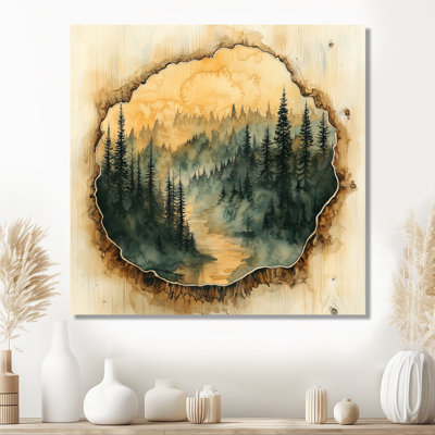 «Wooden River Into The Pine Wood Forest», reproduction d'art traditionnelle en métal, décoration murale forêt en métal