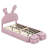 Upholstered Platform Bed with Cartoon Ears Shaped Headboard and Light-660836707-660836637