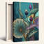 Teal and Purple Lotus Buds in Geometric Mosaic Style Canvas Wall Art-133560002