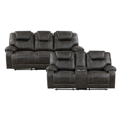 Gainesville Chocolate Double Reclining Sofa and Loveseat