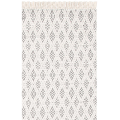 Tapis ivoire / gris en laine tissé à la main Addai
