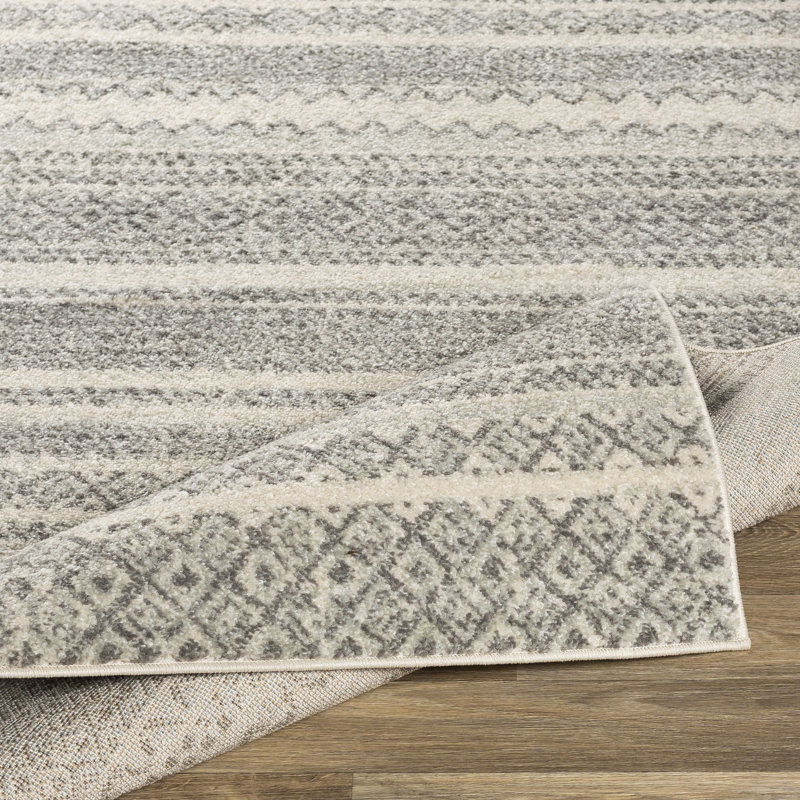 Tapis gris / gris clair Kioka, Tapis de couloir 2 pi 7 po x 7 pi 6 po