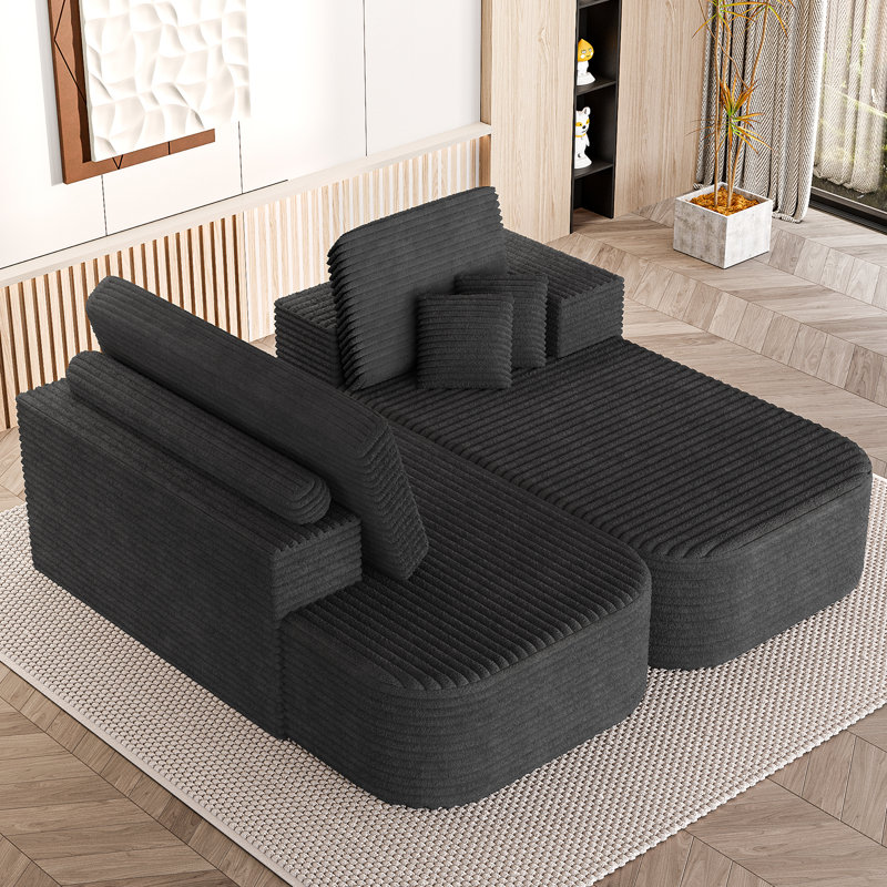 Canapé modulaire compressé 106 po avec sièges profonds 106 po, Orienté à droite