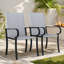 Ensemble de 2 chaises de salle à manger d'extérieur en osier, fauteuils en rotin toutes saisons avec accoudoirs, structure en acier, dossier haut et assise profonde, gris