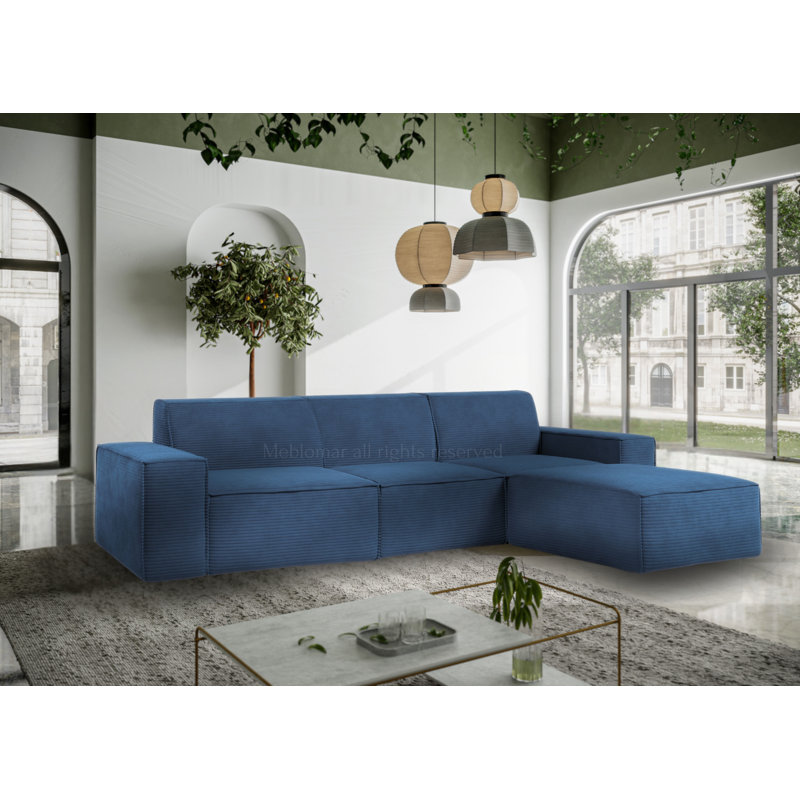 Doegolia 4 Seater Corner Sofa , Navy Blue, Right Hand Facing