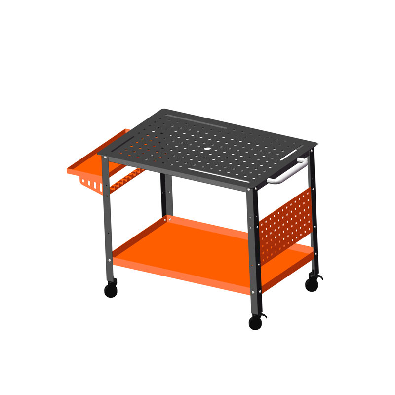Table de soudage, table d'établi avec poignées à plateau latéral, table de soudage en acier sur roulettes, capacité de charge de 600 lb