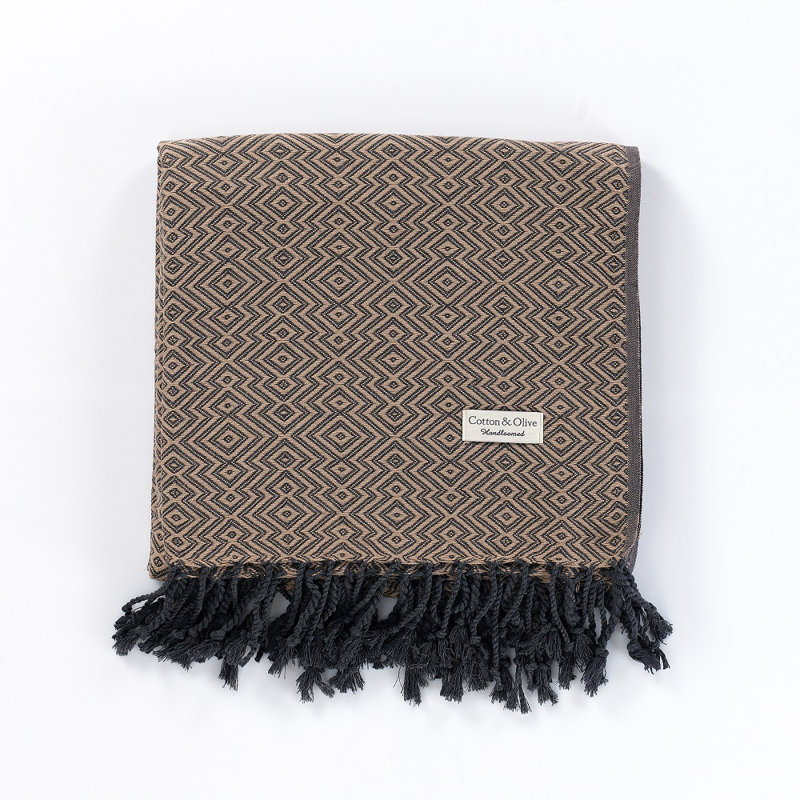 Cotton and Olive Throw, Taupe