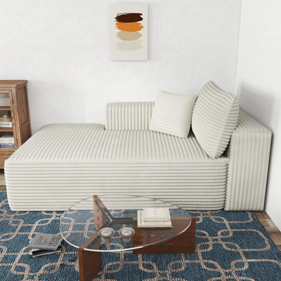 Cloudy Chaise, No Assembly Required, Modern Upholstered Corduroy Chaise With Deep Seat For Living Room Bedroom by Mercer41