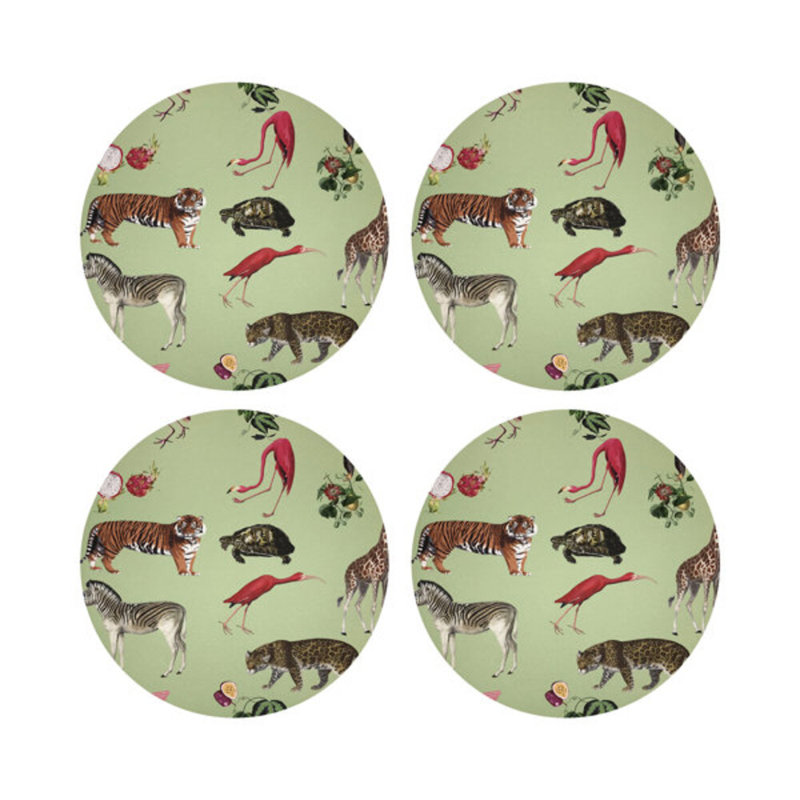 Exotix Vegan Leather Round Placemats, Avocado