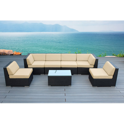 Barneveld Wicker 6 - Person Seating Group with Cushions - No Assembly by Orren Ellis