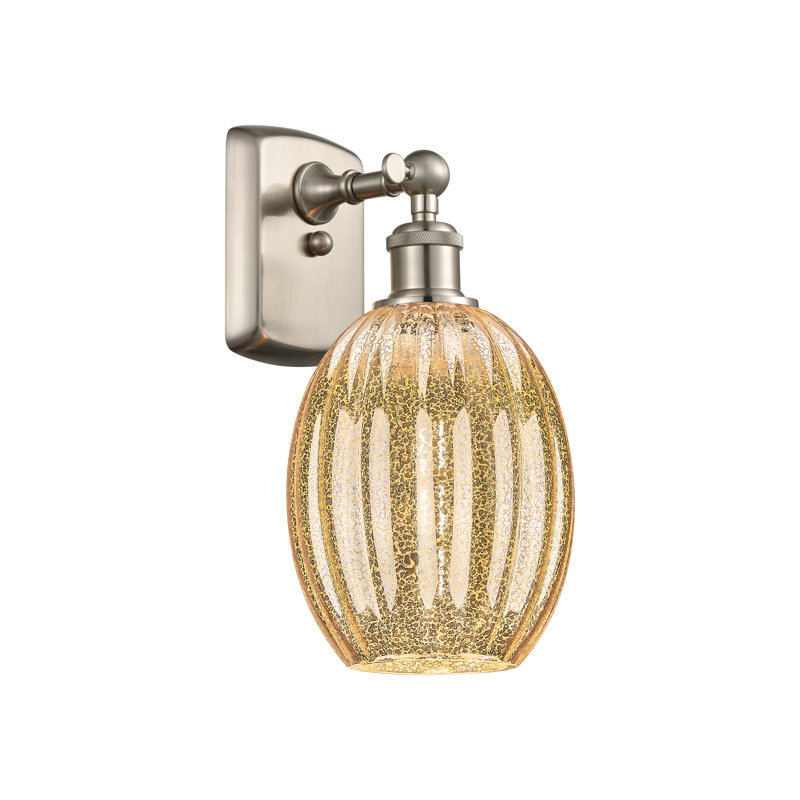 Eladia Steel Armed Sconce, Clear / Satin Nickel