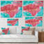 Reproduction d'art sur toile, rose et turquoise-67239088-67239096
