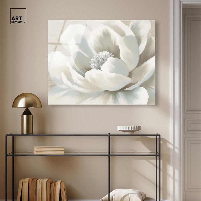 Silky sépal II, fleurs minimalistes en acrylique par Art Remedy, prêt à être accroché, H 30 po x l 36 po