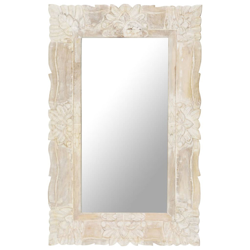 Cummins Wood Flat Wall Mirror, 80 cm H x 50 cm W, White