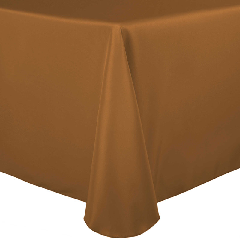 5 Pack Oval Polyester Linen Tablecloth, 120" x 54", Copper