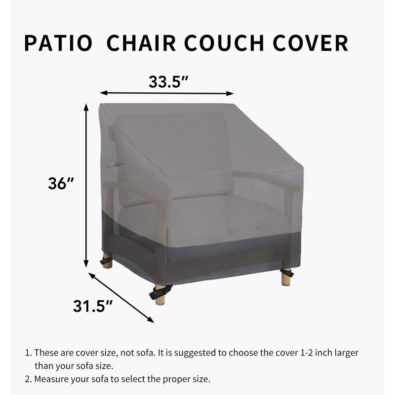 Easy-Going Outdoor Chair Cover Waterproof, Heavy Duty Patio Chair Cover, Windproof Outdoor Furniture Cover With Air Vent (2 Pack-33.5Wx31.5Dx36h Inch, Gray/Dark Gray)