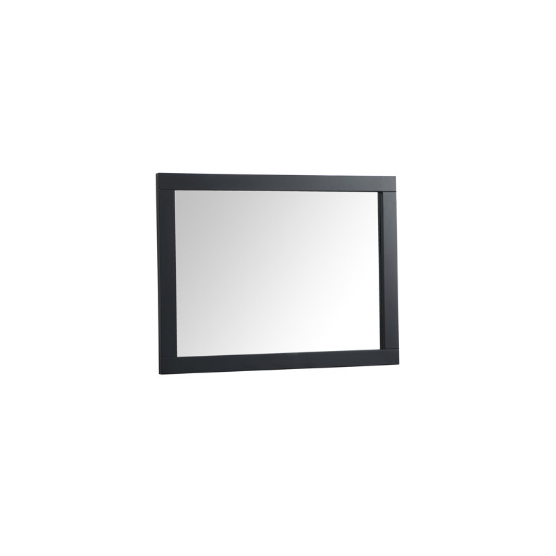 Rosenow Wood Flat Wall Mirror, Black, 32'' H x 24'' W