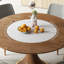 Ensembles de table de salle à manger simples ronds en bois massif brun-112375784