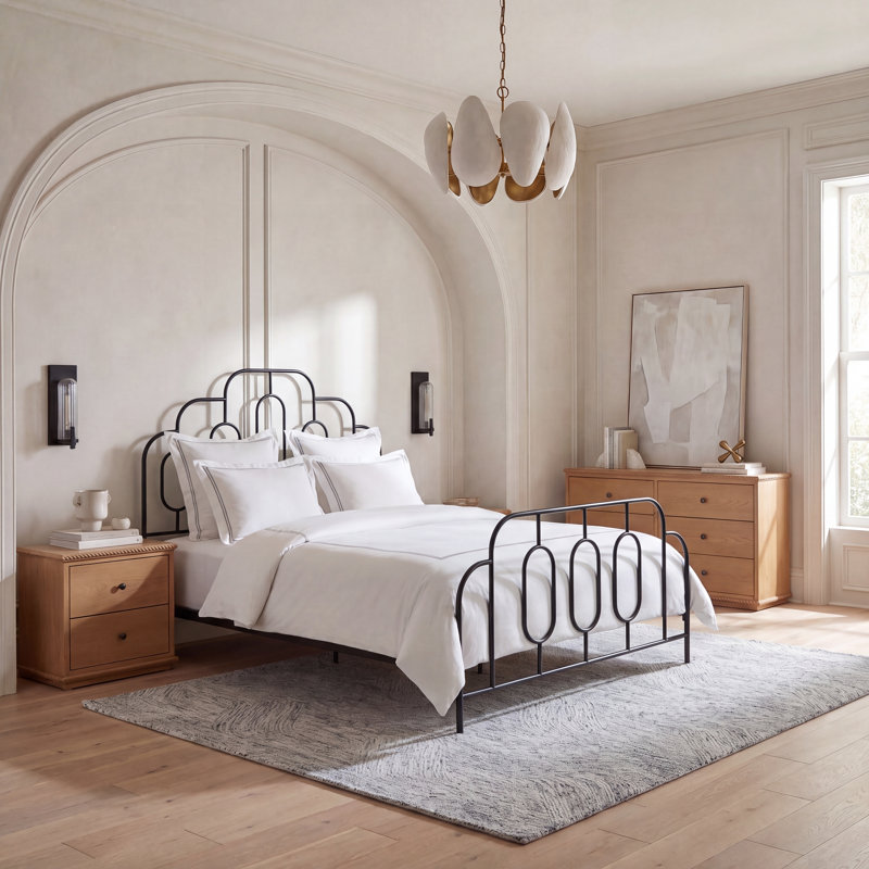 Magdeline Metal Open-Frame Bed, Queen, Black