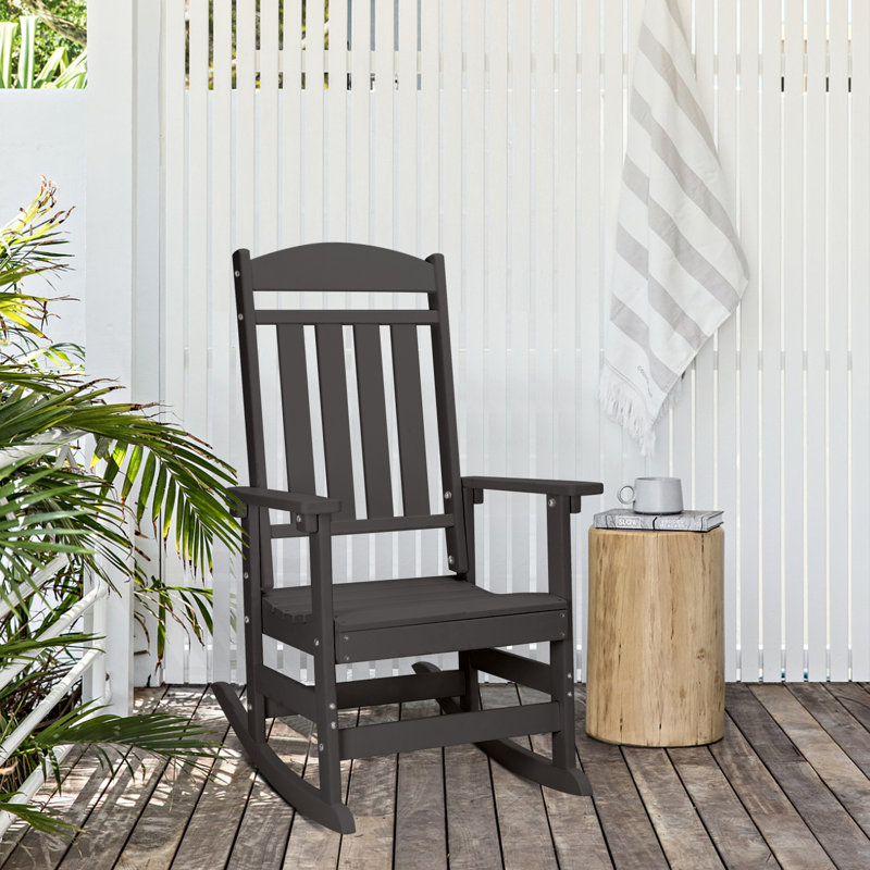 Chaise berçante d'extérieur en PEHD Abrahms, Noir