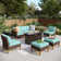Phenice 7 - Person Wicker Outdoor Patio Furniture Set, Sectional Patio Set with Fire Pit Table