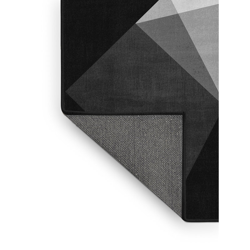 Soft Plush Mondale Spotlight Stage Light Modern & Contemporary Geometric Area Rug in Black – Black Binding, 2x4
