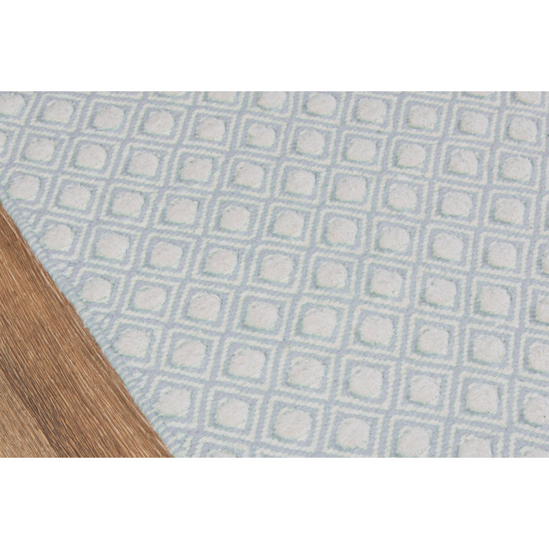 Langdon Wool Geometric Area Rug in Blue, Rectangle 3'9" x 5'9"