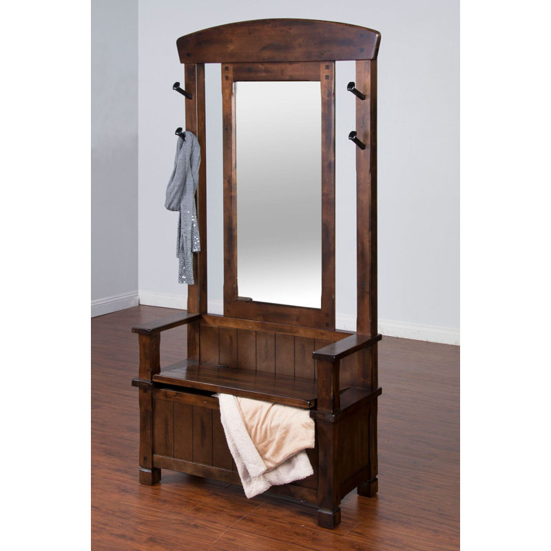 Fauver Hall Tree 38'' Wide with Bench and Shoe Storage, Dark Chocolate