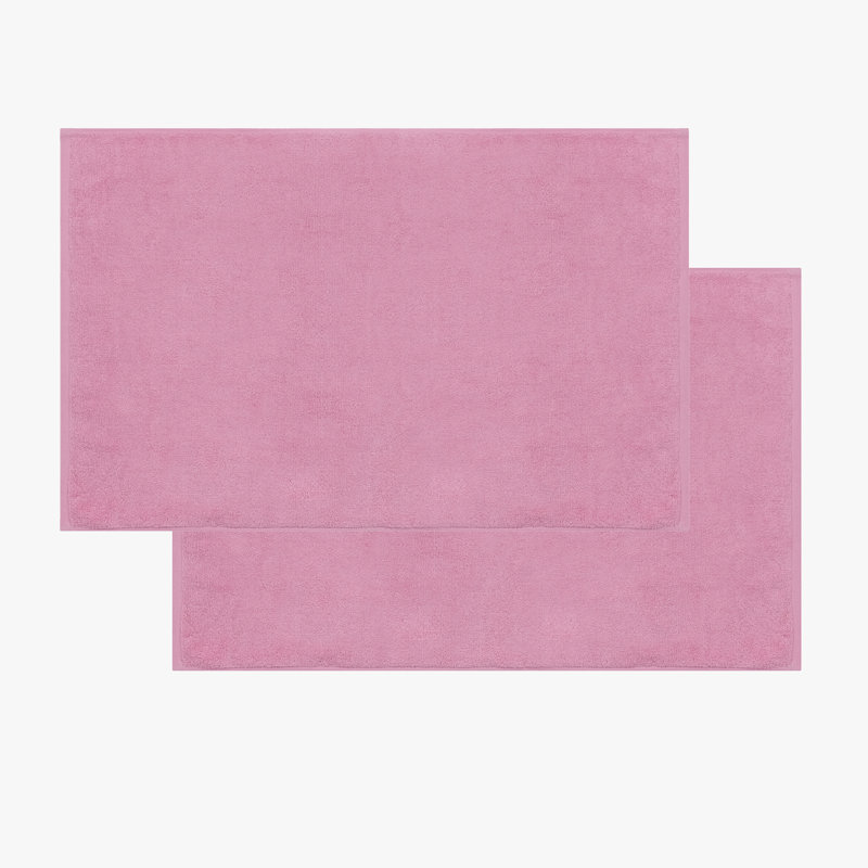 Mac 2 Pcs Turkish Bath Mat Set, Pink