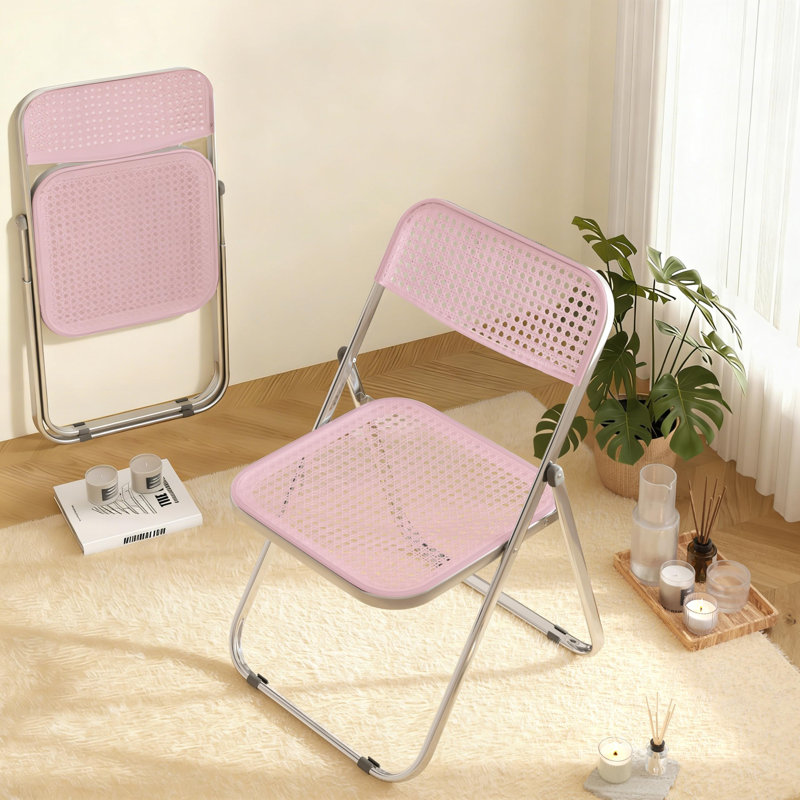 Plastic Stackable Folding Chair, AllBlack