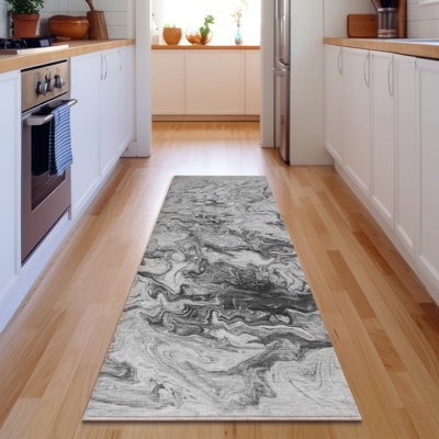 Premium Machine Washable Cerrito AMF603 Gray Runner Rug