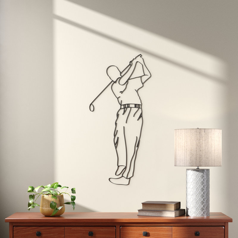 Décoration murale en métal golfer masculin